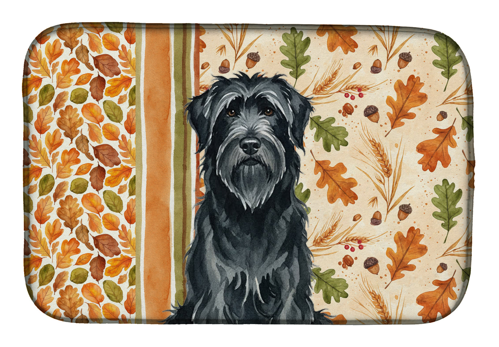 Black Briard Heirloom Fall Dish Drying Mat Absorbent Dish Drying Mat Pad for Kitchen Counter Dish Drainer Mat for Countertop, 14 x 21", Multicolor