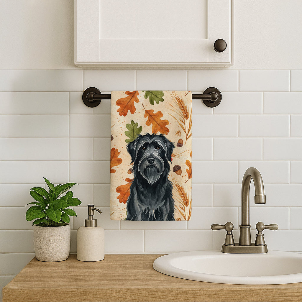 Black Briard Heirloom Fall Kitchen Towel Velour Plush Front and Cotton Loop Back Machine Washable