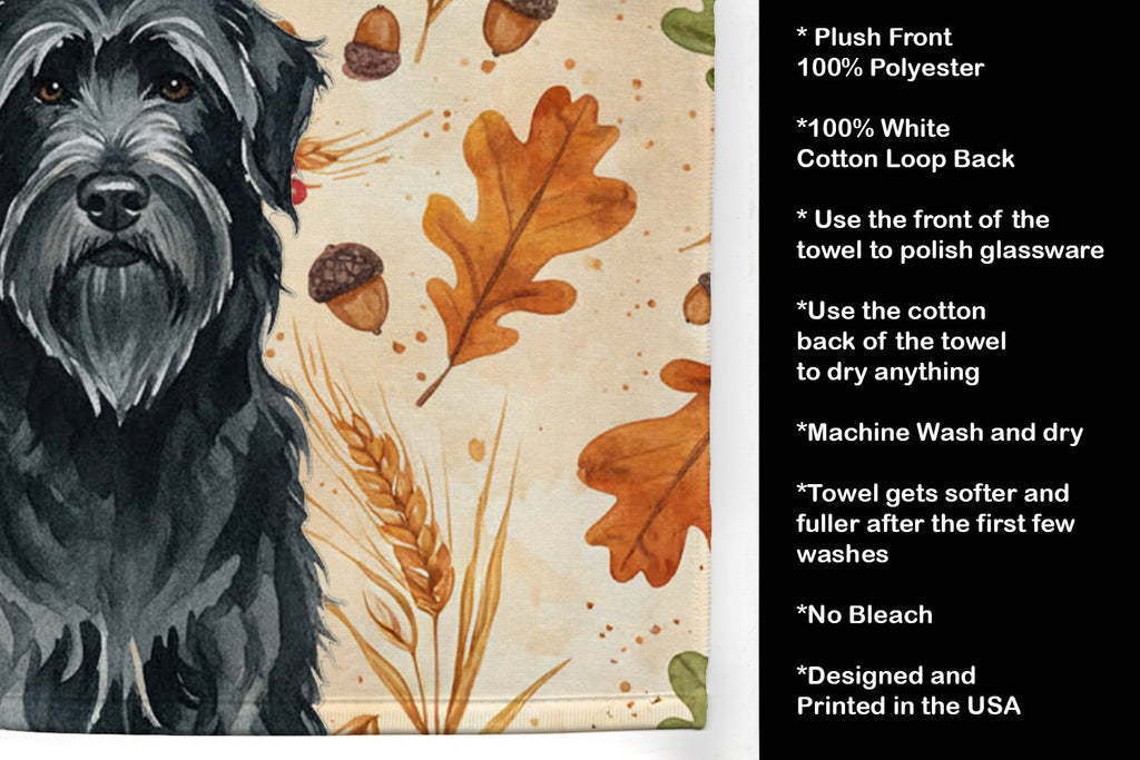 Black Briard Heirloom Fall Kitchen Towel Velour Plush Front and Cotton Loop Back Machine Washable