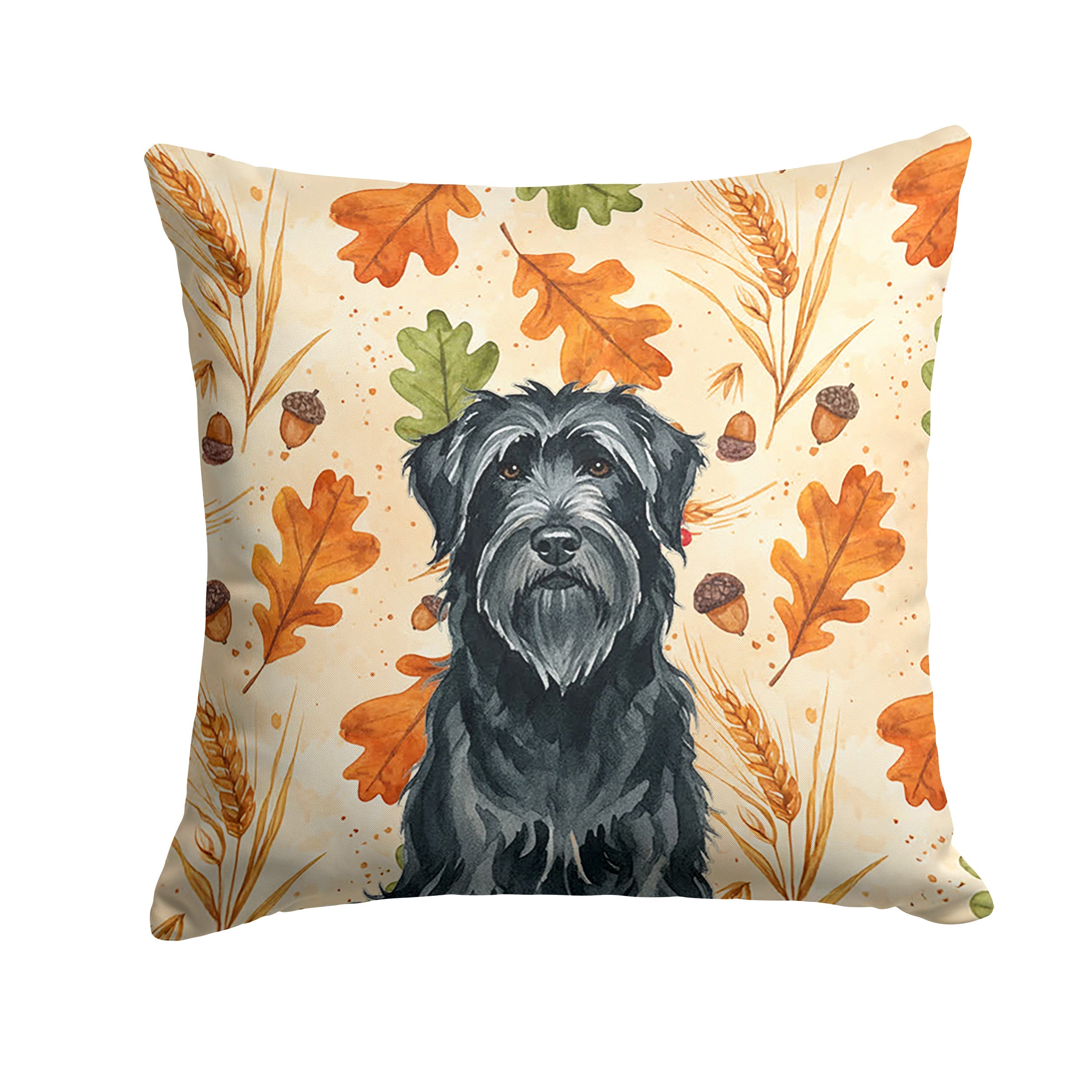 Black Briard Heirloom Fall Decorative Throw Pillow 14x14 Indoor Outdoor Accent Cushion, Fabric Cover with Insert for Sofa, Bed, Porch & Living Room
