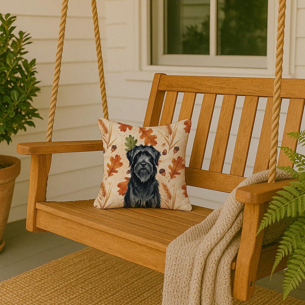 Black Briard Heirloom Fall Decorative Throw Pillow 14x14 Indoor Outdoor Accent Cushion, Fabric Cover with Insert for Sofa, Bed, Porch & Living Room
