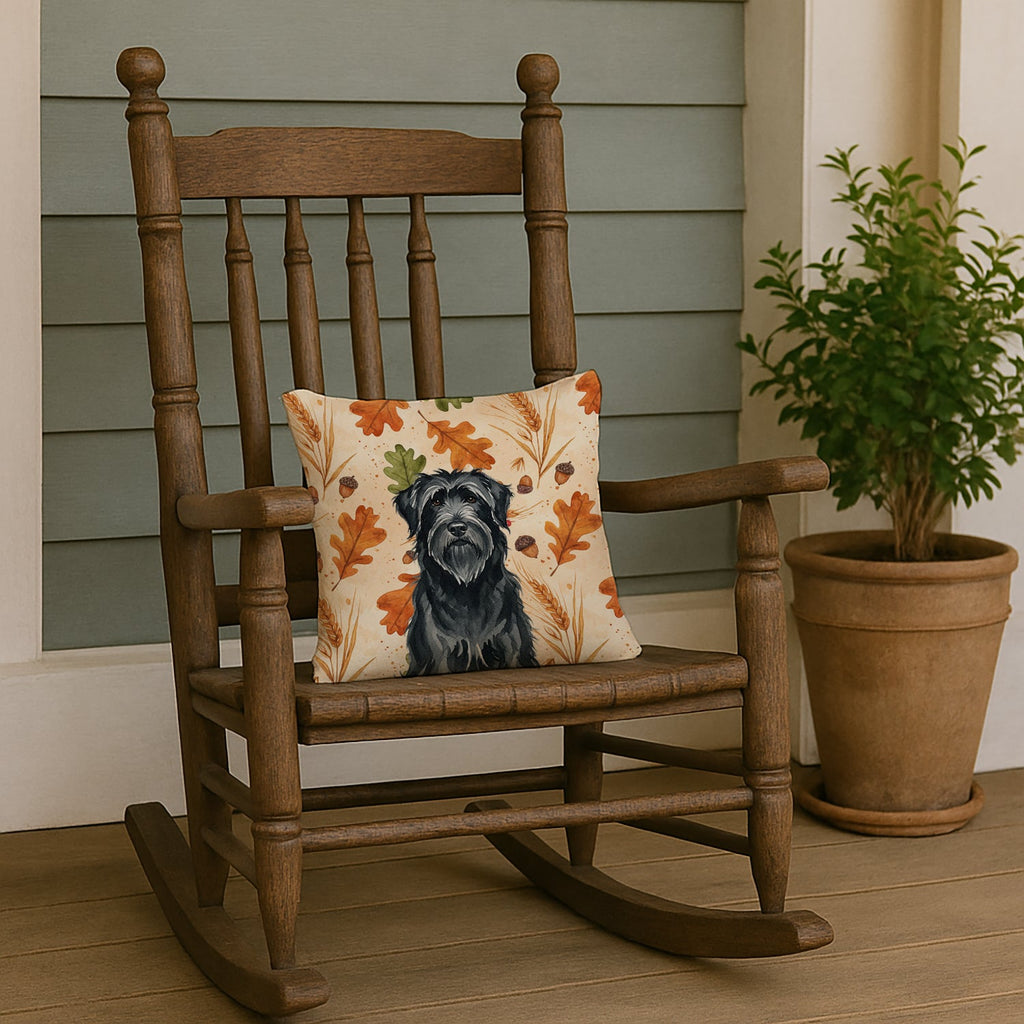 Black Briard Heirloom Fall Decorative Throw Pillow 14x14 Indoor Outdoor Accent Cushion, Fabric Cover with Insert for Sofa, Bed, Porch & Living Room