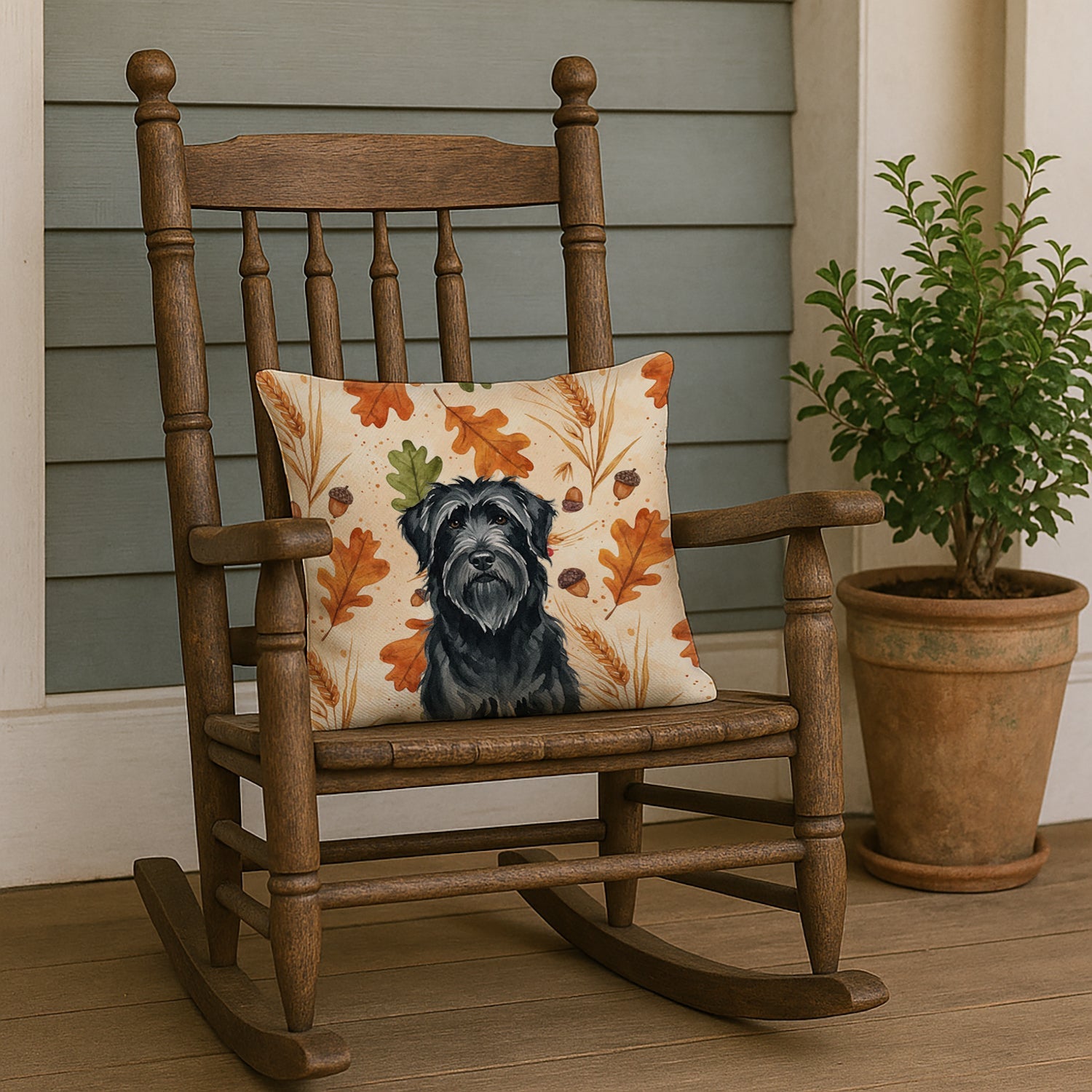Black Briard Heirloom Fall Decorative Throw Pillow 18x18 Indoor Outdoor Accent Cushion, Fabric Cover with Insert for Sofa, Bed, Porch & Living Room