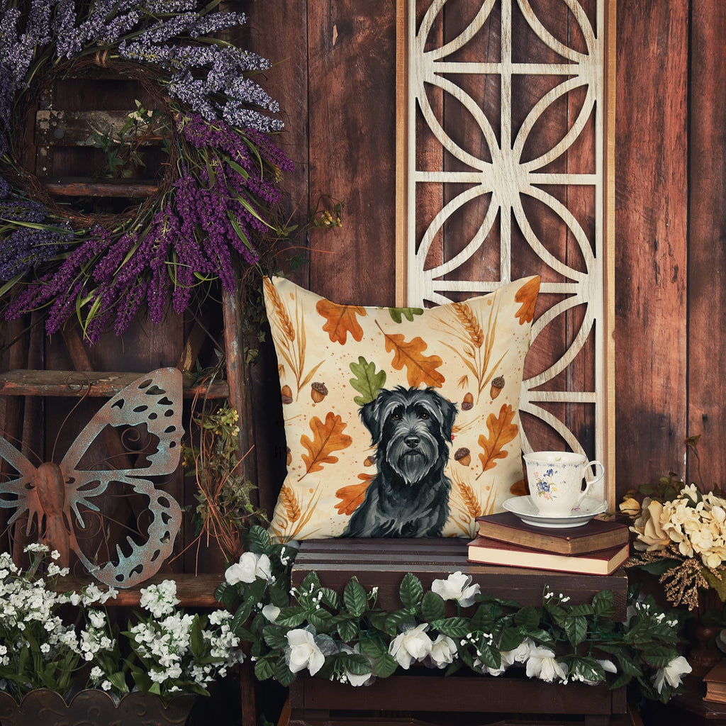 Black Briard Heirloom Fall Decorative Throw Pillow 18x18 Indoor Outdoor Accent Cushion, Fabric Cover with Insert for Sofa, Bed, Porch & Living Room