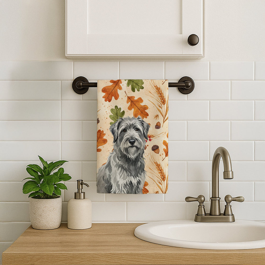 Gray Briard Heirloom Fall Kitchen Towel Velour Plush Front and Cotton Loop Back Machine Washable