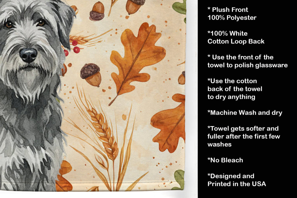 Gray Briard Heirloom Fall Kitchen Towel Velour Plush Front and Cotton Loop Back Machine Washable