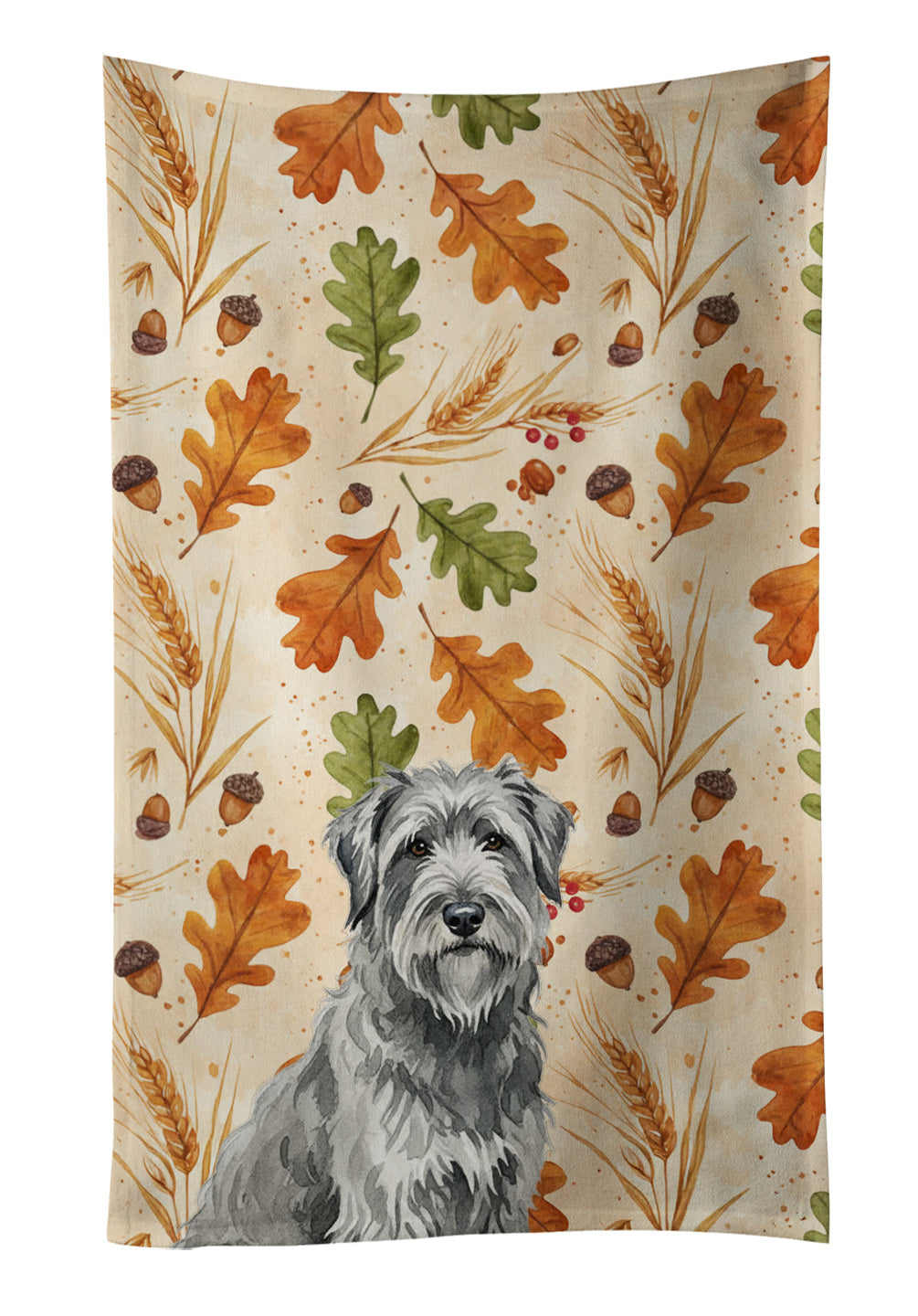 Gray Briard Heirloom Fall Kitchen Towel Velour Plush Front and Cotton Loop Back Machine Washable