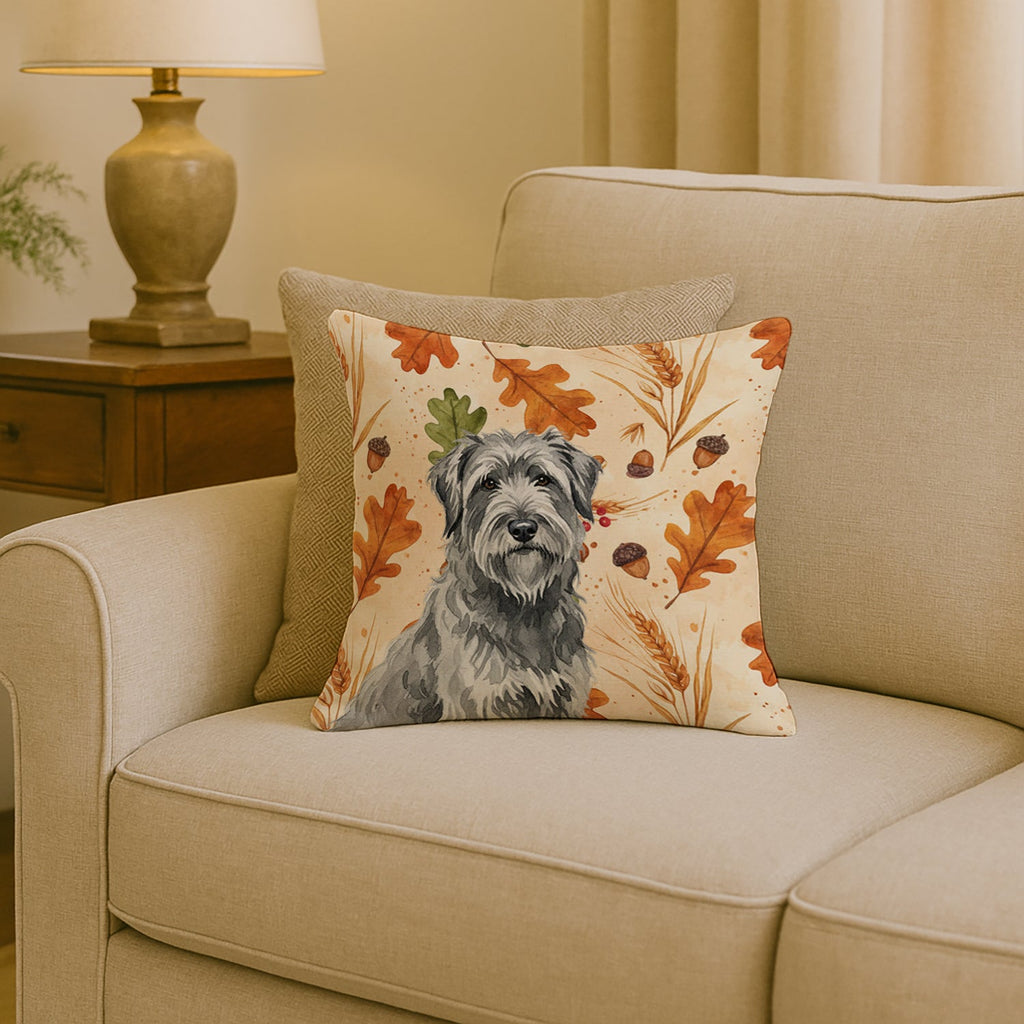 Gray Briard Heirloom Fall Decorative Throw Pillow 18x18 Indoor Outdoor Accent Cushion, Fabric Cover with Insert for Sofa, Bed, Porch & Living Room
