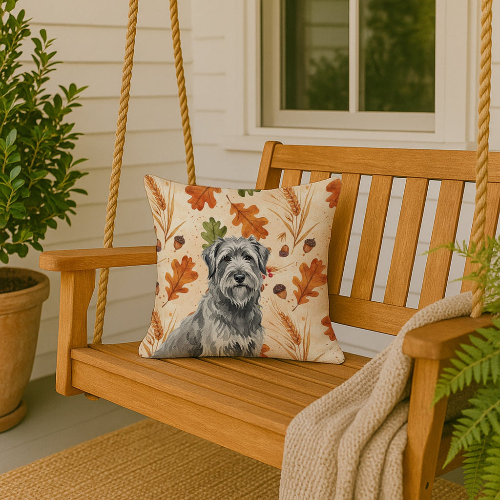Gray Briard Heirloom Fall Decorative Throw Pillow 18x18 Indoor Outdoor Accent Cushion, Fabric Cover with Insert for Sofa, Bed, Porch & Living Room