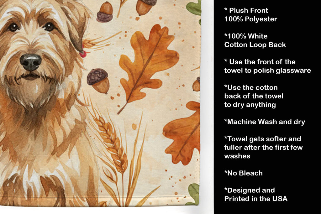 Tawny Briard Heirloom Fall Kitchen Towel Velour Plush Front and Cotton Loop Back Machine Washable
