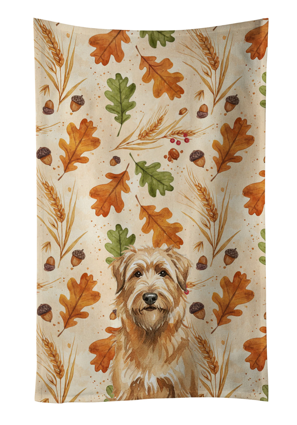 Tawny Briard Heirloom Fall Kitchen Towel Velour Plush Front and Cotton Loop Back Machine Washable