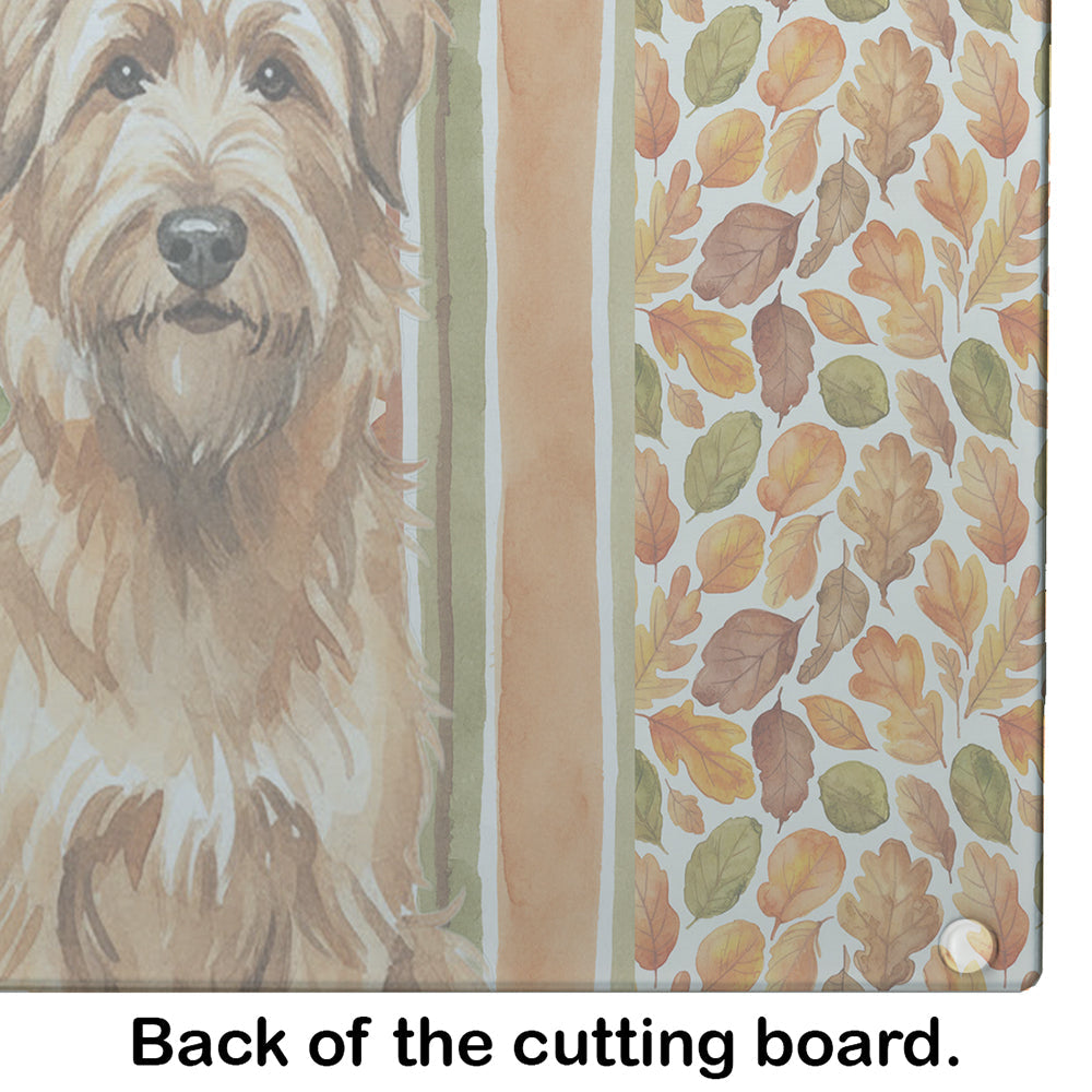 Tawny Briard Heirloom Fall Cutting Board Tempered Glass Kitchen Cutting Surface, Heat Resistant Chopping, Non-Slip Feet, Food Prep & Serving