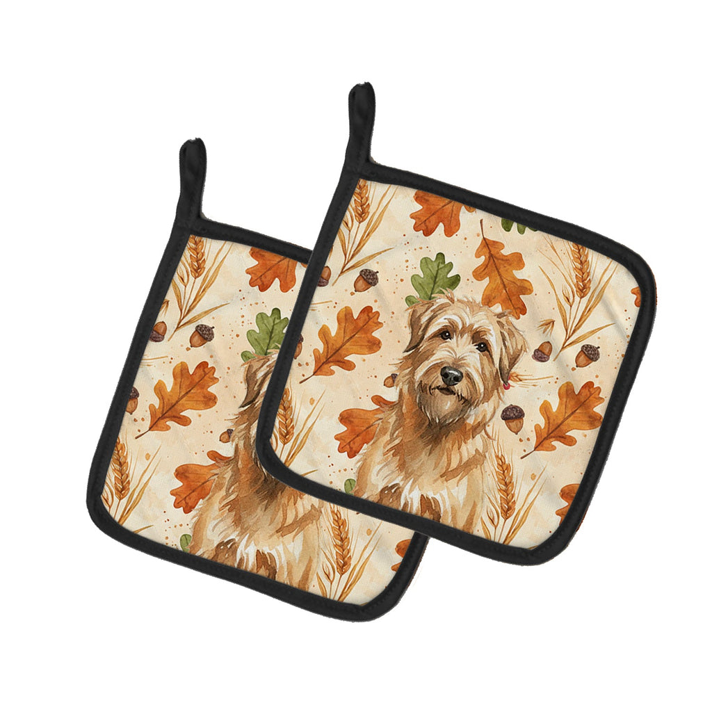 Tawny Briard Heirloom Fall Pot Holder Set of 2 Heat Resistant Quilted Hot Pads 7.5 x 7.5 Inch, Insulated Kitchen Trivets for Cooking & Baking
