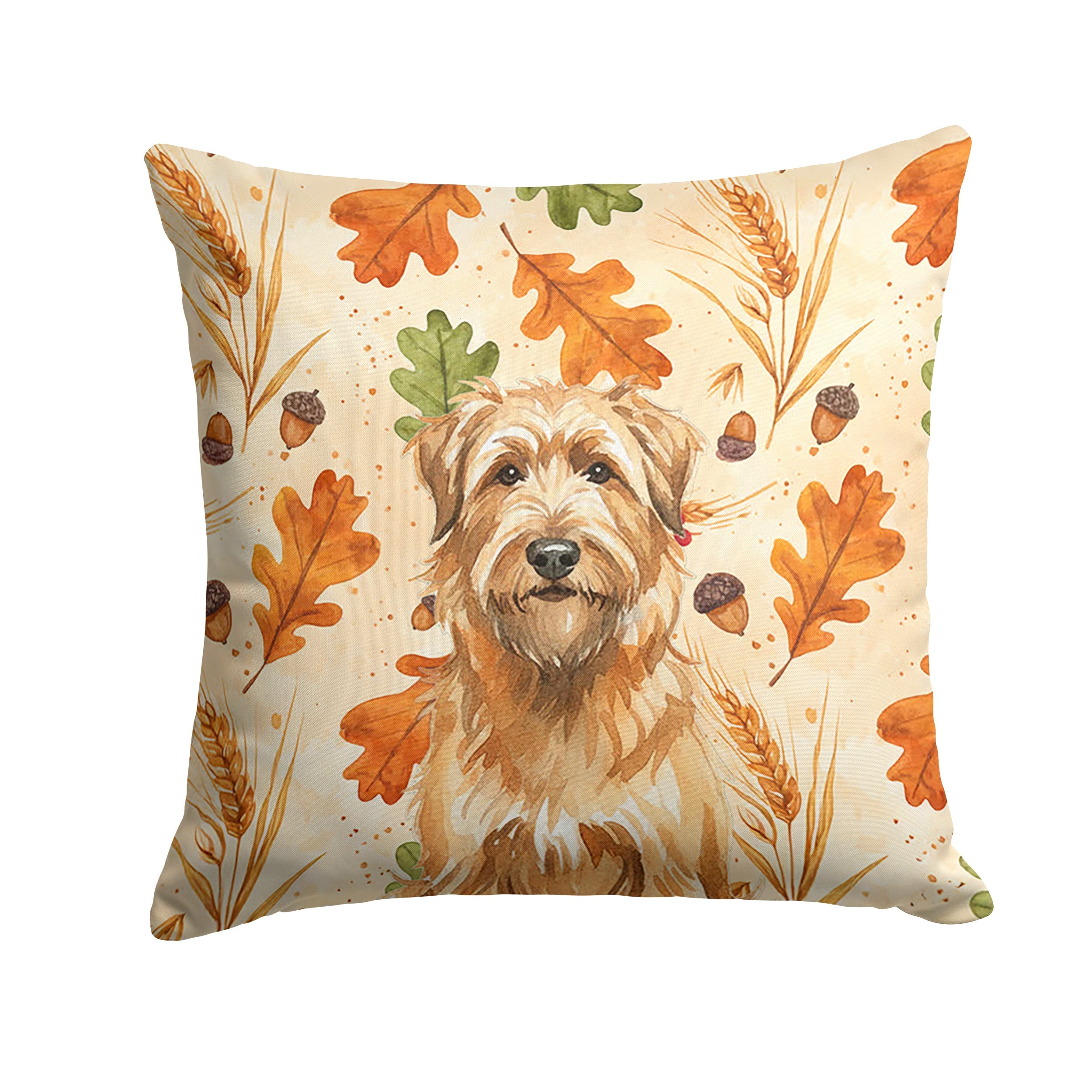 Tawny Briard Heirloom Fall Decorative Throw Pillow 14x14 Indoor Outdoor Accent Cushion, Fabric Cover with Insert for Sofa, Bed, Porch & Living Room