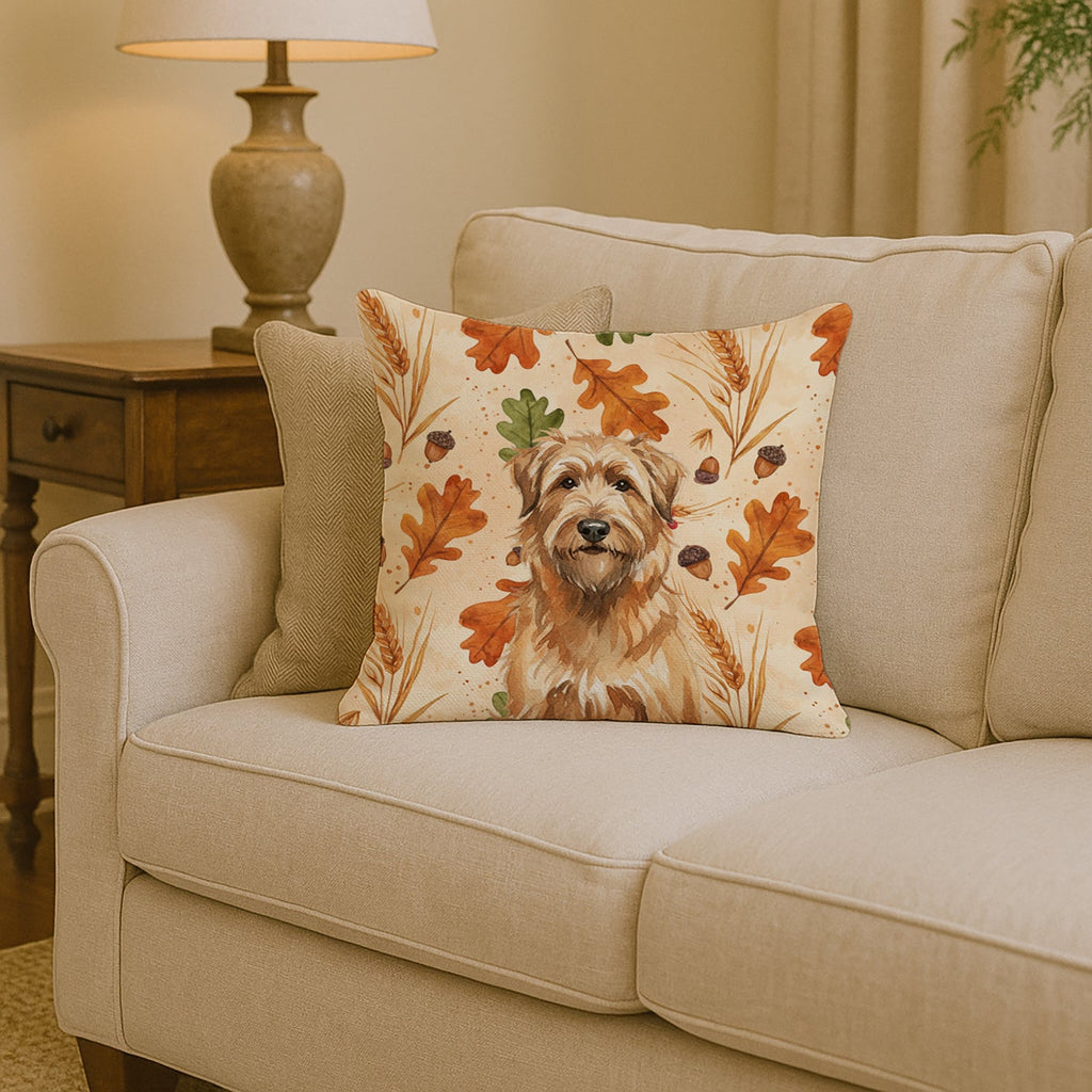 Tawny Briard Heirloom Fall Decorative Throw Pillow 14x14 Indoor Outdoor Accent Cushion, Fabric Cover with Insert for Sofa, Bed, Porch & Living Room