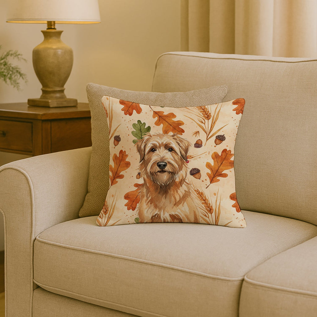 Tawny Briard Heirloom Fall Decorative Throw Pillow 18x18 Indoor Outdoor Accent Cushion, Fabric Cover with Insert for Sofa, Bed, Porch & Living Room