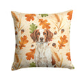 Liver and White Brittany Heirloom Fall Decorative Throw Pillow 14x14 Indoor Outdoor Accent Cushion, Fabric Cover with Insert for Sofa, Bed, Porch & Living Room