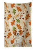 Orange and White Brittany Heirloom Fall Kitchen Towel Velour Plush Front and Cotton Loop Back Machine Washable