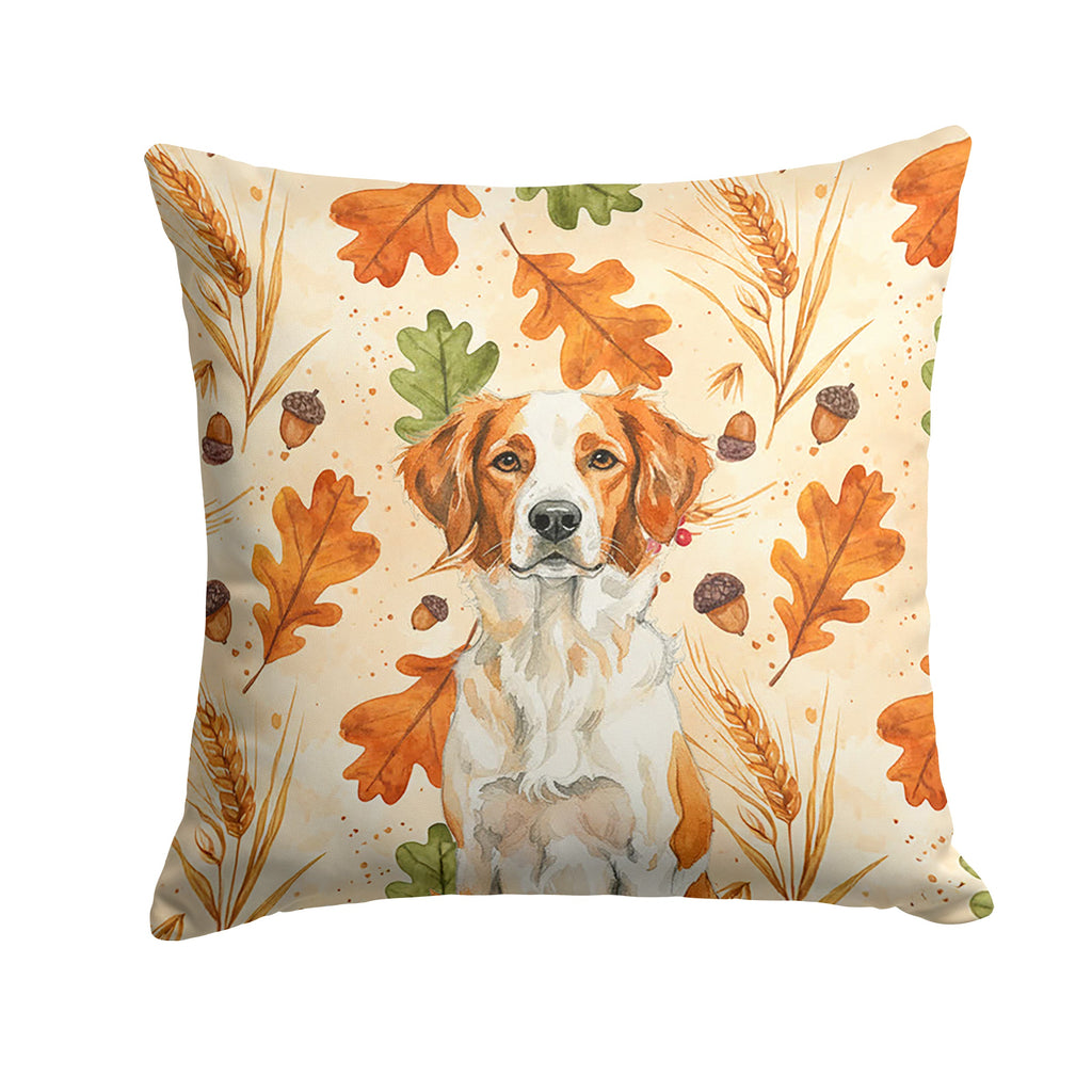 Orange and White Brittany Heirloom Fall Decorative Throw Pillow 18x18 Indoor Outdoor Accent Cushion, Fabric Cover with Insert for Sofa, Bed, Porch & Living Room