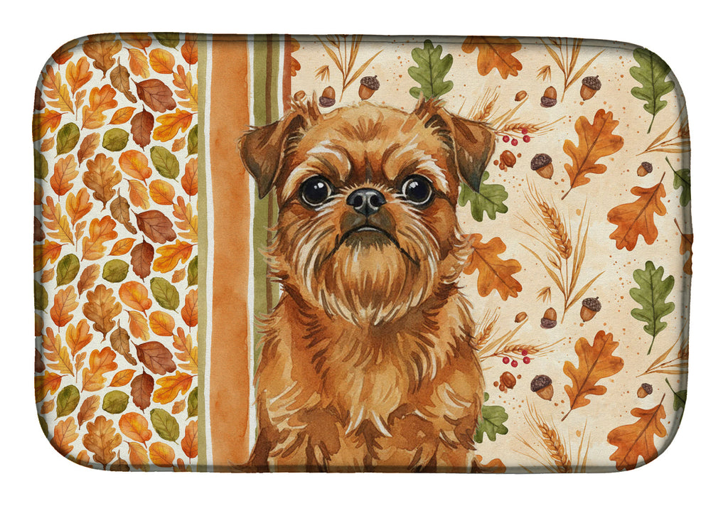 Belge Brussels Griffon Heirloom Fall Dish Drying Mat Absorbent Dish Drying Mat Pad for Kitchen Counter Dish Drainer Mat for Countertop, 14 x 21", Multicolor