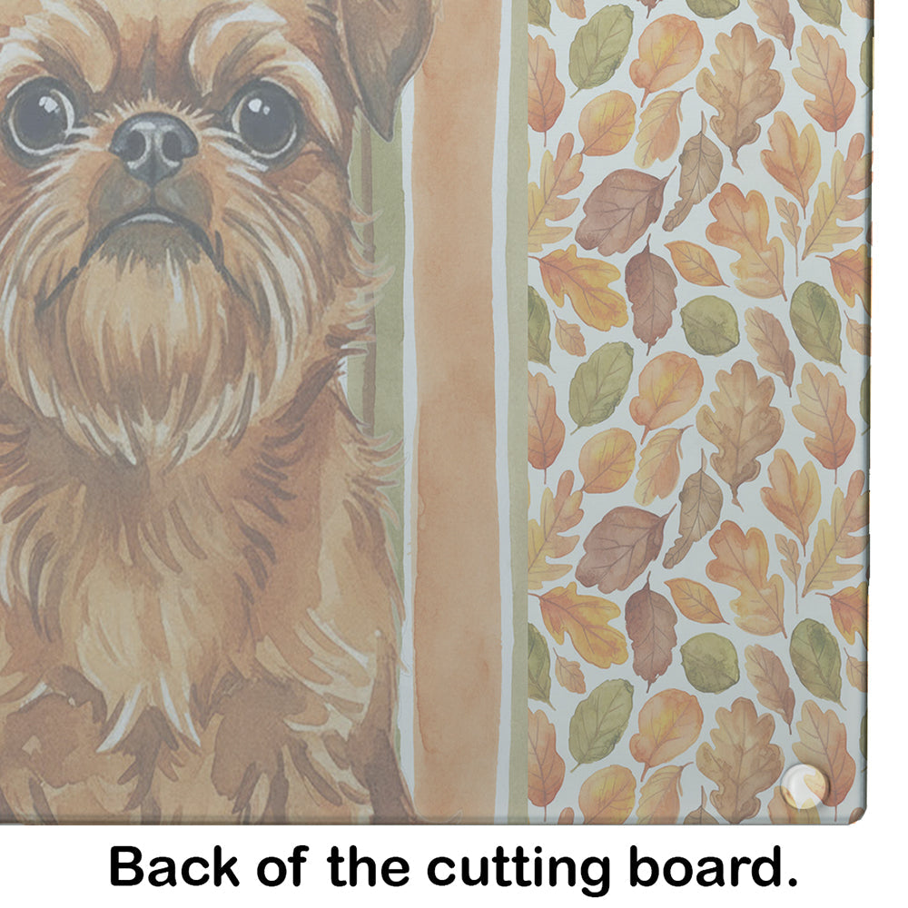 Belge Brussels Griffon Heirloom Fall Cutting Board Tempered Glass Kitchen Cutting Surface, Heat Resistant Chopping, Non-Slip Feet, Food Prep & Serving