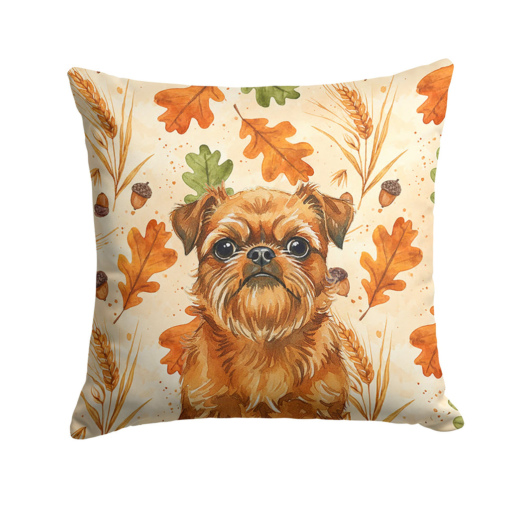 Belge Brussels Griffon Heirloom Fall Decorative Throw Pillow 18x18 Indoor Outdoor Accent Cushion, Fabric Cover with Insert for Sofa, Bed, Porch & Living Room