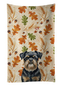 Black and Tan Brussels Griffon Heirloom Fall Kitchen Towel Velour Plush Front and Cotton Loop Back Machine Washable