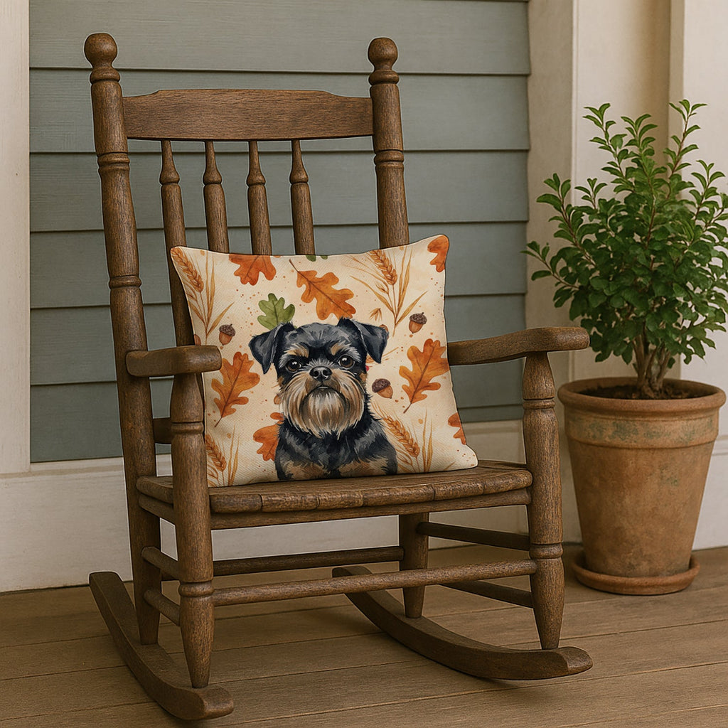 Black and Tan Brussels Griffon Heirloom Fall Decorative Throw Pillow 18x18 Indoor Outdoor Accent Cushion, Fabric Cover with Insert for Sofa, Bed, Porch & Living Room