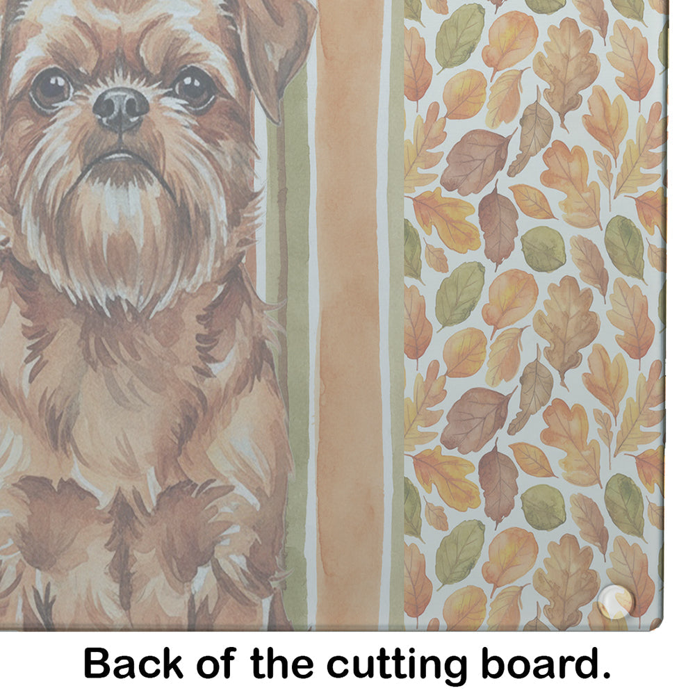 Red Brussels Griffon Heirloom Fall Cutting Board Tempered Glass Kitchen Cutting Surface, Heat Resistant Chopping, Non-Slip Feet, Food Prep & Serving