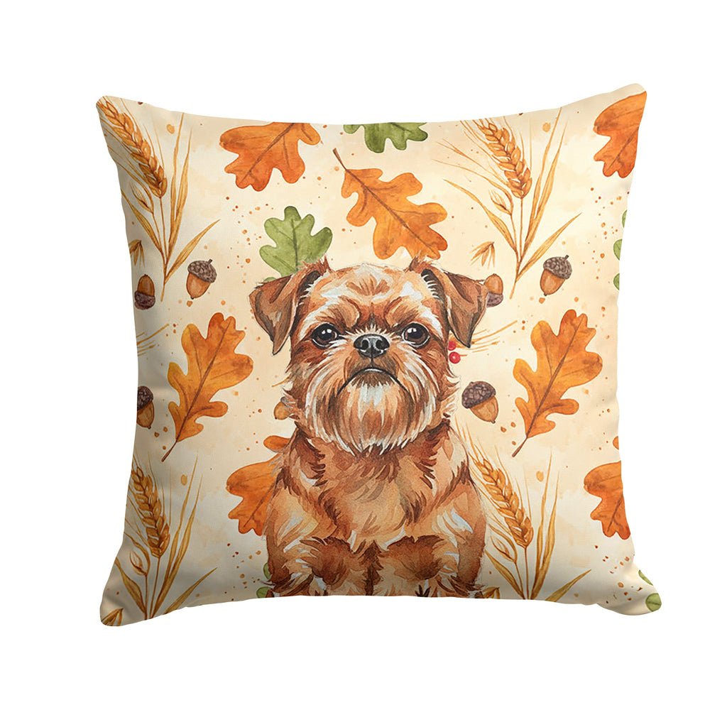 Red Brussels Griffon Heirloom Fall Decorative Throw Pillow 18x18 Indoor Outdoor Accent Cushion, Fabric Cover with Insert for Sofa, Bed, Porch & Living Room