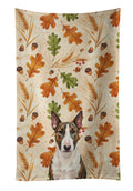 Brindle and White Bull Terrier Heirloom Fall Kitchen Towel Velour Plush Front and Cotton Loop Back Machine Washable
