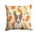 Brindle and White Bull Terrier Heirloom Fall Decorative Throw Pillow 14x14 Indoor Outdoor Accent Cushion, Fabric Cover with Insert for Sofa, Bed, Porch & Living Room