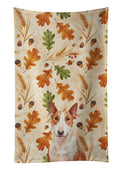 Red and White Bull Terrier Heirloom Fall Kitchen Towel Velour Plush Front and Cotton Loop Back Machine Washable