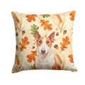 Red and White Bull Terrier Heirloom Fall Decorative Throw Pillow 14x14 Indoor Outdoor Accent Cushion, Fabric Cover with Insert for Sofa, Bed, Porch & Living Room