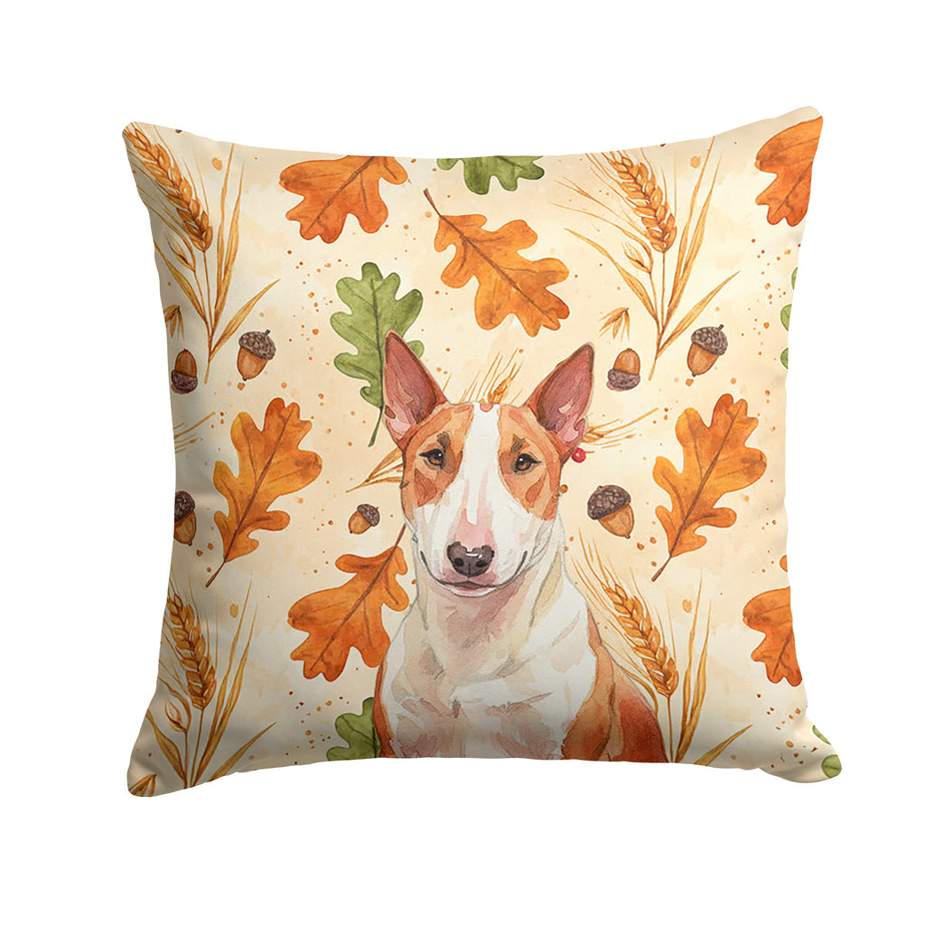 Red and White Bull Terrier Heirloom Fall Decorative Throw Pillow 18x18 Indoor Outdoor Accent Cushion, Fabric Cover with Insert for Sofa, Bed, Porch & Living Room
