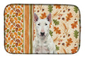 White Bull Terrier Heirloom Fall Dish Drying Mat Absorbent Dish Drying Mat Pad for Kitchen Counter Dish Drainer Mat for Countertop, 14 x 21", Multicolor