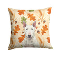 White Bull Terrier Heirloom Fall Decorative Throw Pillow 14x14 Indoor Outdoor Accent Cushion, Fabric Cover with Insert for Sofa, Bed, Porch & Living Room