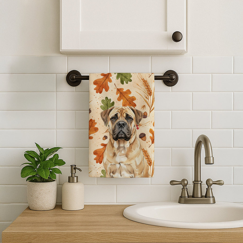 Bullmastiff Heirloom Fall Kitchen Towel Velour Plush Front and Cotton Loop Back Machine Washable
