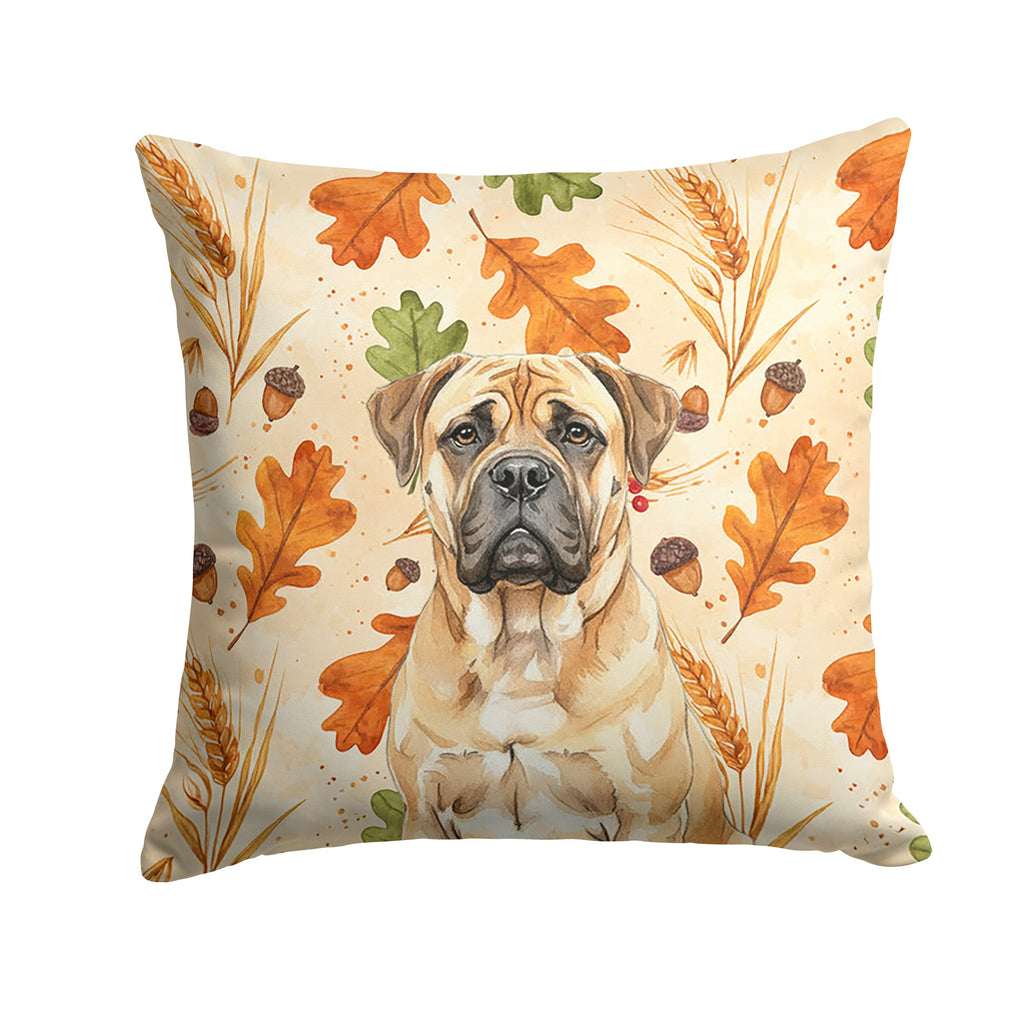 Bullmastiff Heirloom Fall Decorative Throw Pillow 14x14 Indoor Outdoor Accent Cushion, Fabric Cover with Insert for Sofa, Bed, Porch & Living Room