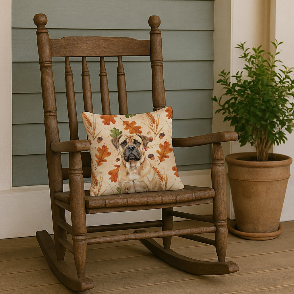 Bullmastiff Heirloom Fall Decorative Throw Pillow 14x14 Indoor Outdoor Accent Cushion, Fabric Cover with Insert for Sofa, Bed, Porch & Living Room