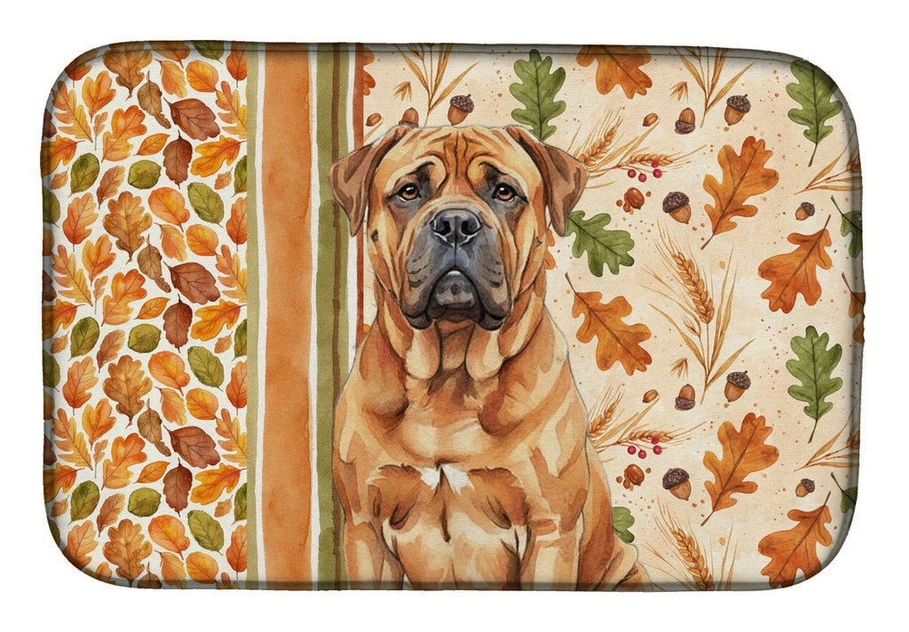 Red Bullmastiff Heirloom Fall Dish Drying Mat Absorbent Dish Drying Mat Pad for Kitchen Counter Dish Drainer Mat for Countertop, 14 x 21", Multicolor