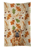 Red Bullmastiff Heirloom Fall Kitchen Towel Velour Plush Front and Cotton Loop Back Machine Washable