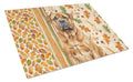 Red Bullmastiff Heirloom Fall Cutting Board Tempered Glass Kitchen Cutting Surface, Heat Resistant Chopping, Non-Slip Feet, Food Prep & Serving
