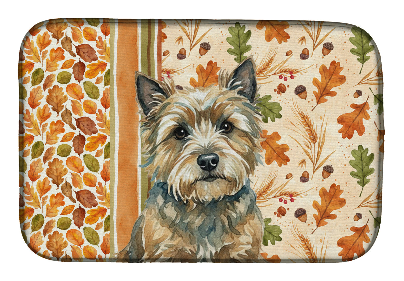 Cairn Terrier Heirloom Fall Dish Drying Mat Absorbent Dish Drying Mat Pad for Kitchen Counter Dish Drainer Mat for Countertop, 14 x 21", Multicolor