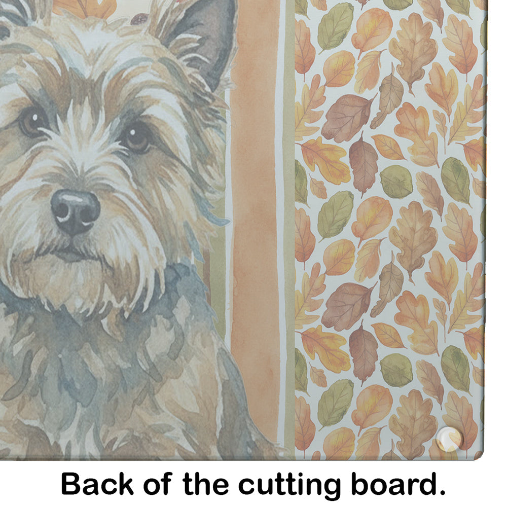 Cairn Terrier Heirloom Fall Cutting Board Tempered Glass Kitchen Cutting Surface, Heat Resistant Chopping, Non-Slip Feet, Food Prep & Serving