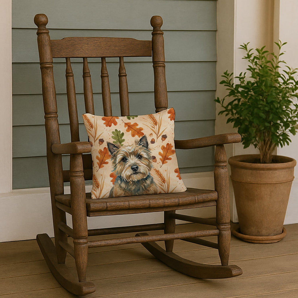Cairn Terrier Heirloom Fall Decorative Throw Pillow 14x14 Indoor Outdoor Accent Cushion, Fabric Cover with Insert for Sofa, Bed, Porch & Living Room