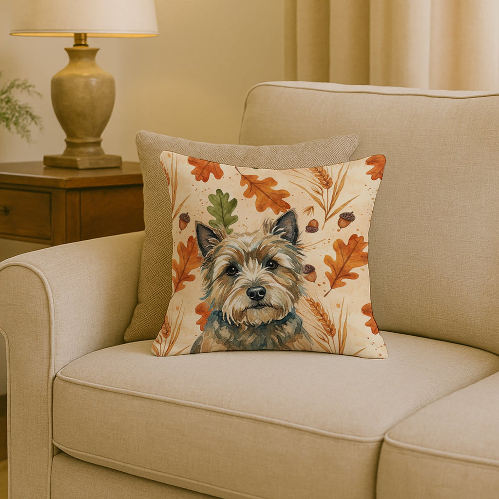 Cairn Terrier Heirloom Fall Decorative Throw Pillow 18x18 Indoor Outdoor Accent Cushion, Fabric Cover with Insert for Sofa, Bed, Porch & Living Room