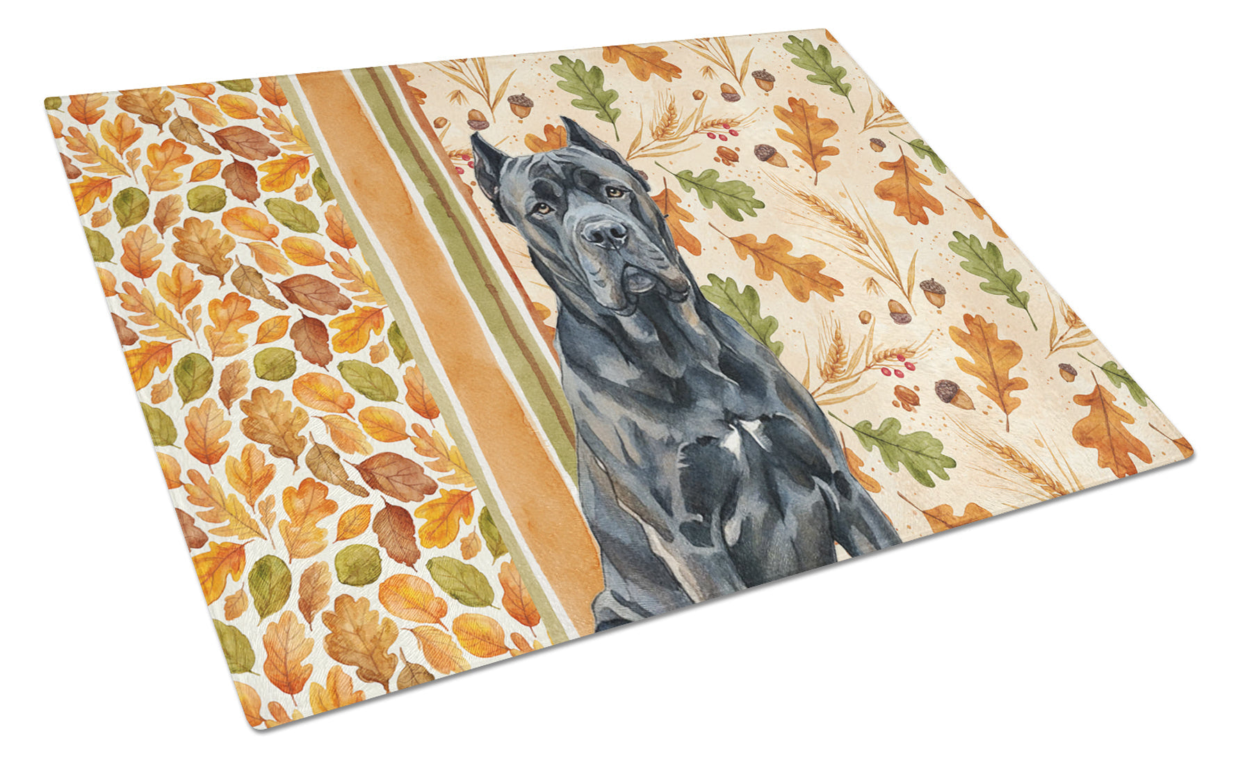 Cane Corso Heirloom Fall Cutting Board Tempered Glass Kitchen Cutting Surface, Heat Resistant Chopping, Non-Slip Feet, Food Prep & Serving