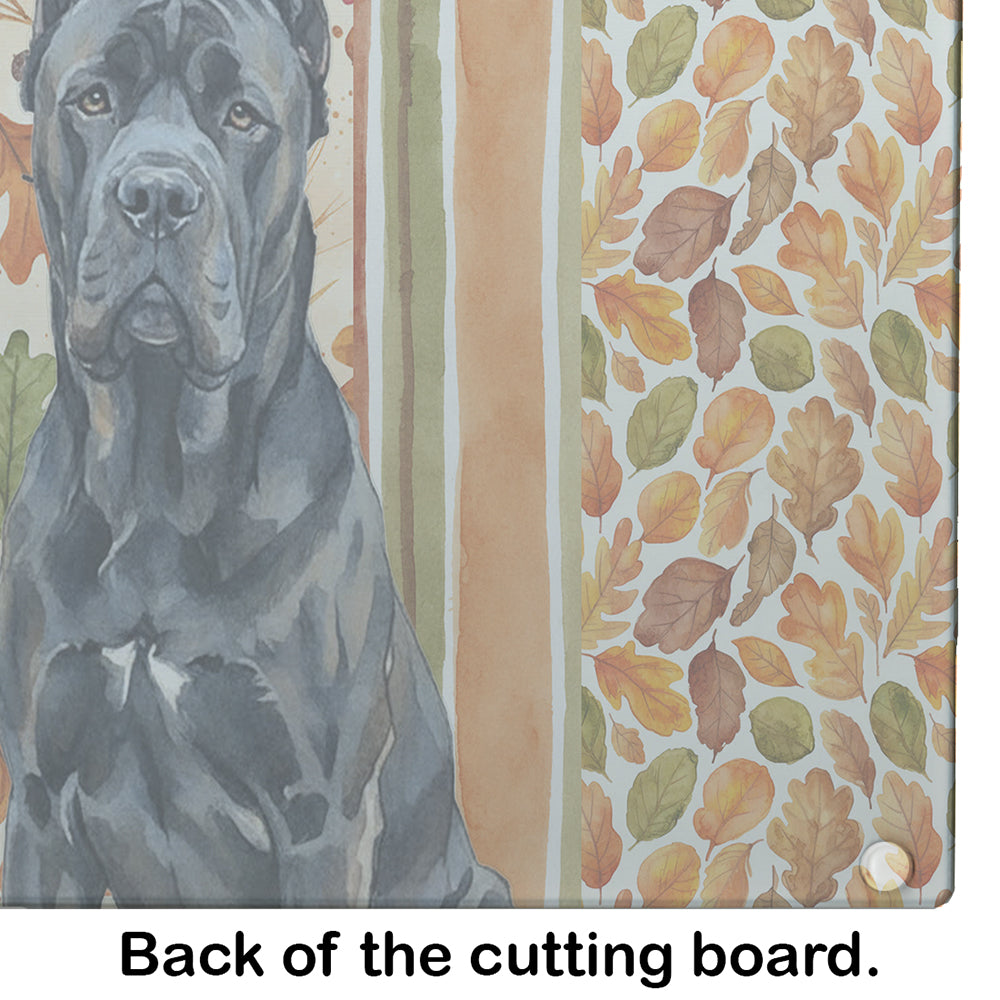 Cane Corso Heirloom Fall Cutting Board Tempered Glass Kitchen Cutting Surface, Heat Resistant Chopping, Non-Slip Feet, Food Prep & Serving