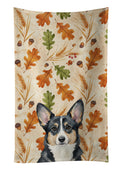 Black and White Cardigan Welsh Corgi Heirloom Fall Kitchen Towel Velour Plush Front and Cotton Loop Back Machine Washable